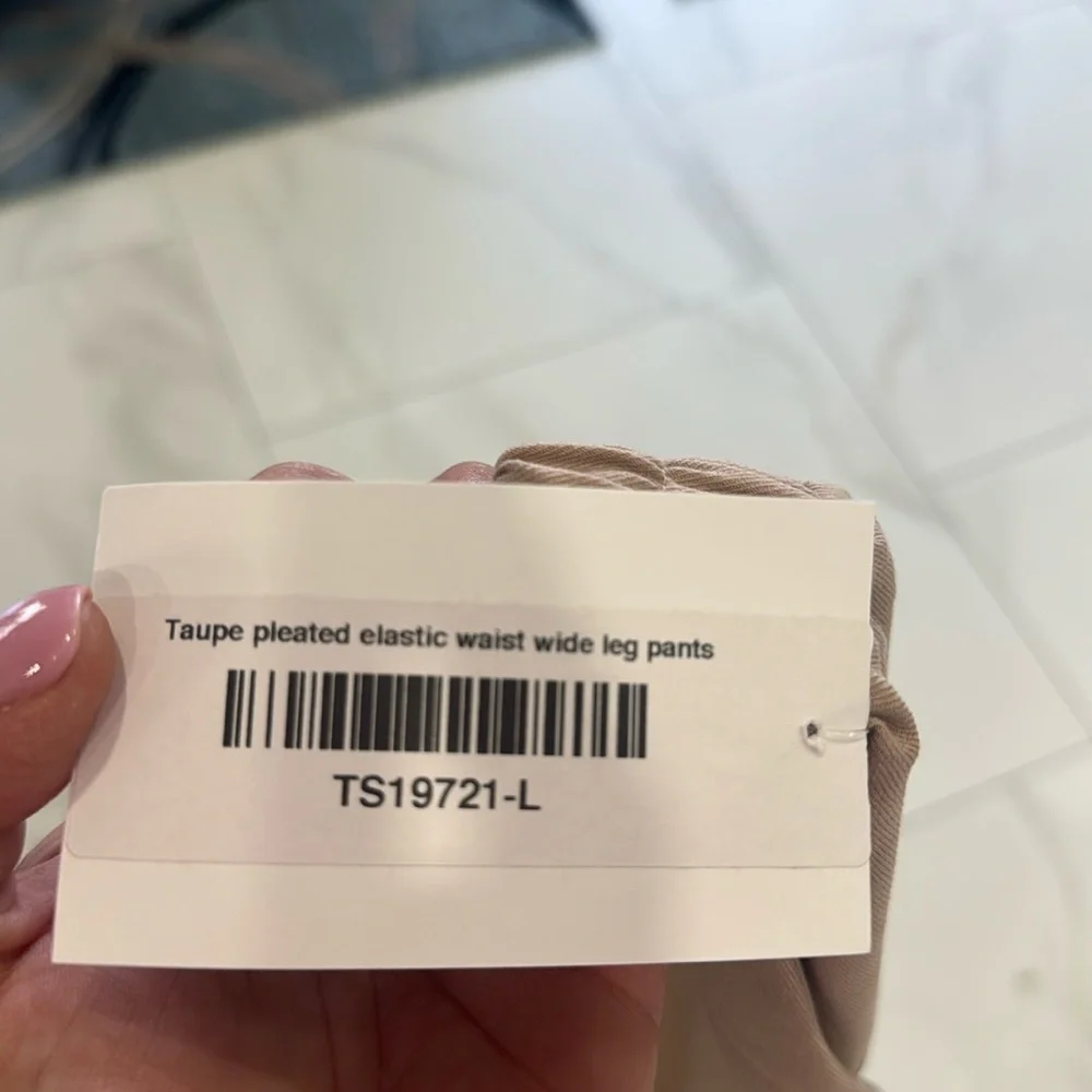 Ee:some Tan Wide Leg Pants.  Sz Large - Picture 11 of 11